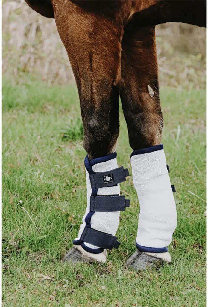 Riding World X4 Bottes de Tendons Anti-mouches Full Blanc et Bleu