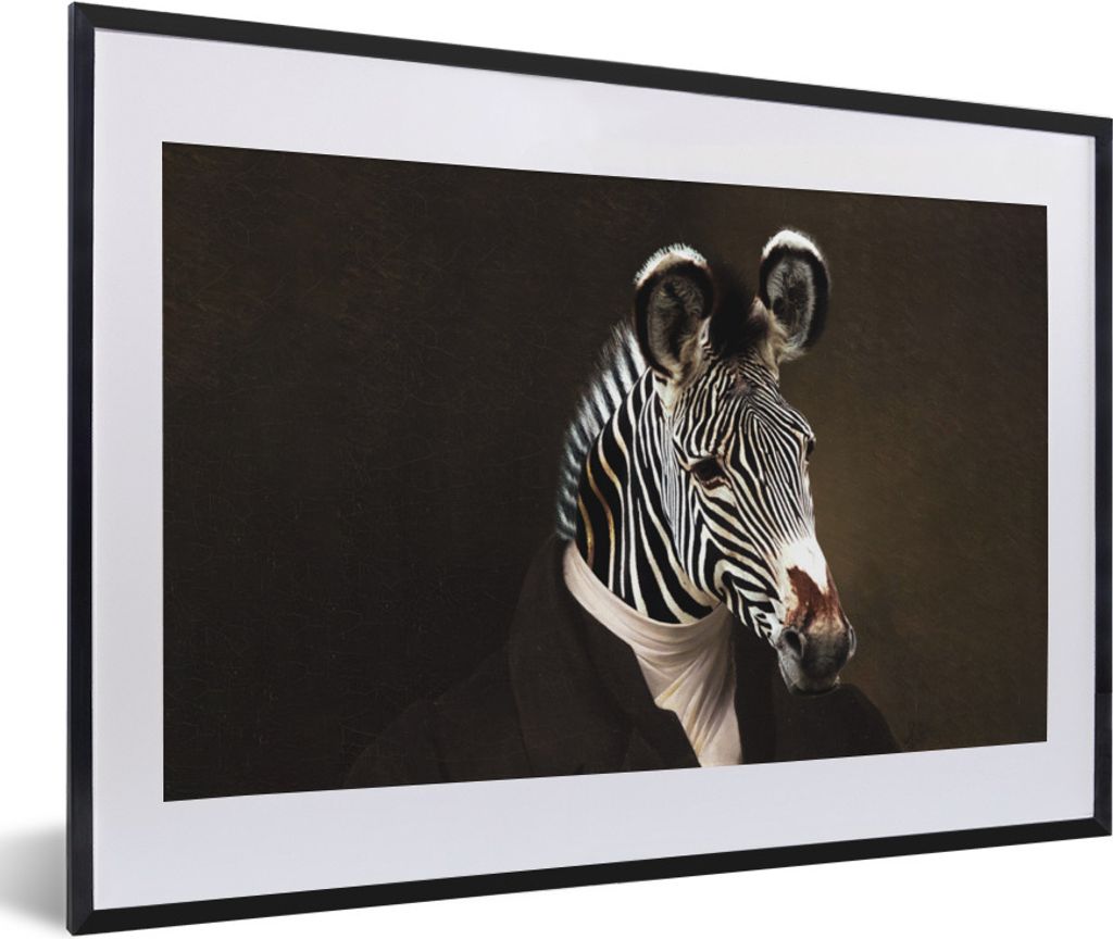 MuchoWow Gerahmtes Poster Alte Meister - Zebra - Kunst 60x40 cm - Poster mit Schwarzem Bilderrahmen Wandposter Rahmen Foto Bilder - Schlafzimmer ...