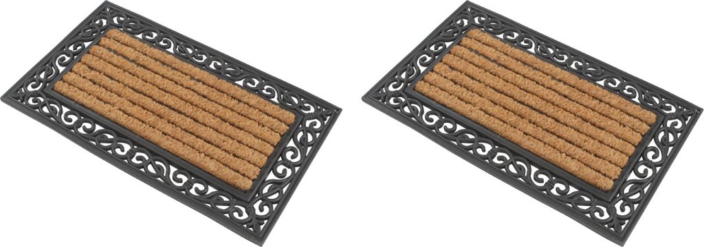 Fußmatte 2er Set Premium Fußabtreter rechteckig als Schmutzfangmatte, antibakterielle und rutschfeste Türmatte