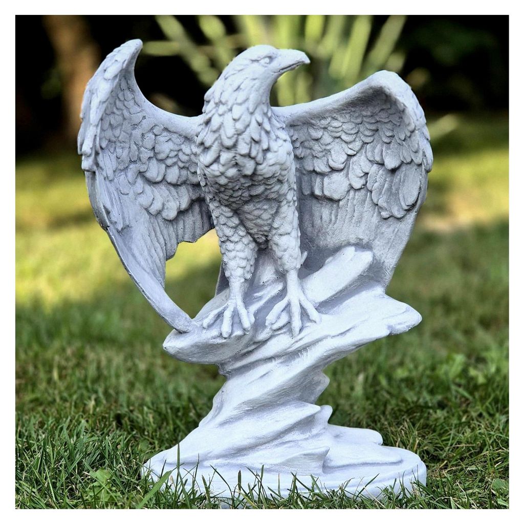 Adler auf Felsen 32 cm – 4 kg Steinguss Tierfigur – Frostsichere Gartendekoration – Realistische Skulptur