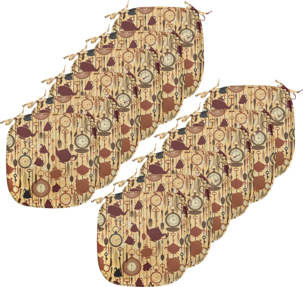 ABAKUHAUS Tee-Party Imbottitura per sedie da sala da pranzo, colazione, brunch, cuscino decorativo impermeabile con cinturini per sedie da cucina, 40 cm x 40 cm, confezione da 12, Brown Redwood