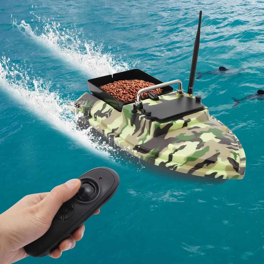 Bateau de pêche télécommandé rapide vert pour amorçage de précision - 4