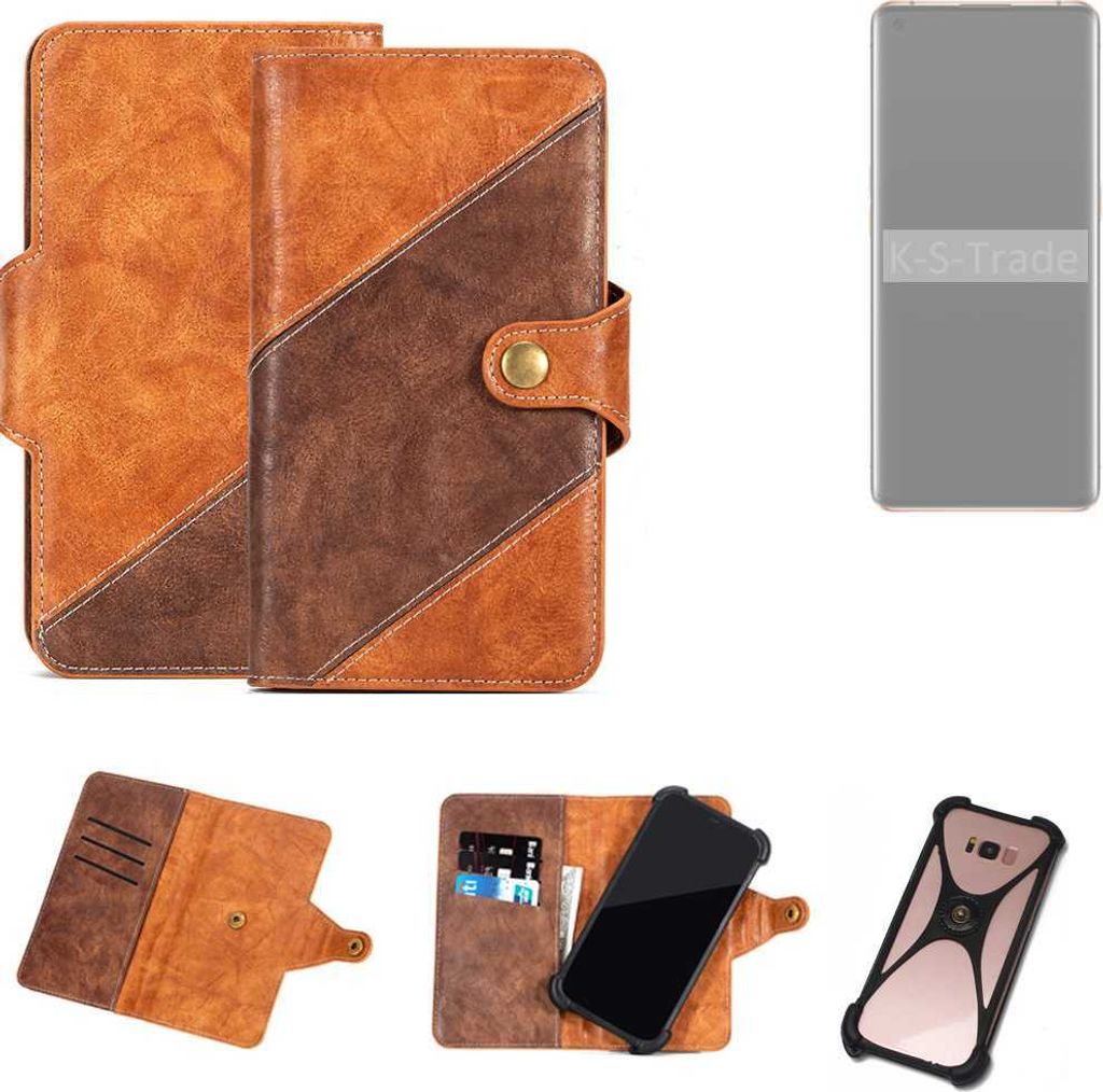 K-S-Trade Handyhülle Schutzhülle Bookstyle Case Wallet-Case kompatibel mit Oppo Find X2 Pro Cover Klapphülle Kantenschutz Smartphone dunkelbraun