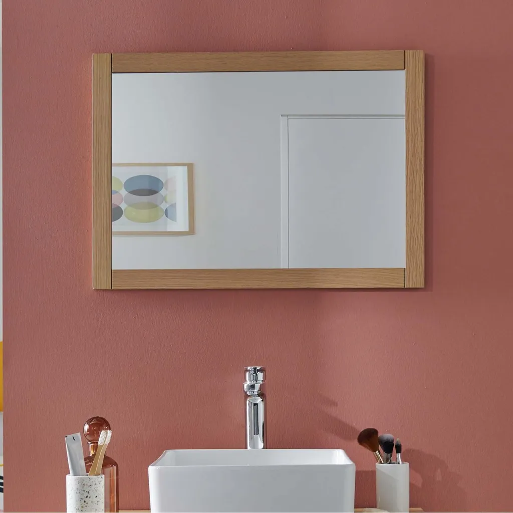 Miroir rectangulaire 50x70 cm en chêne pour entrée ou salle de bain