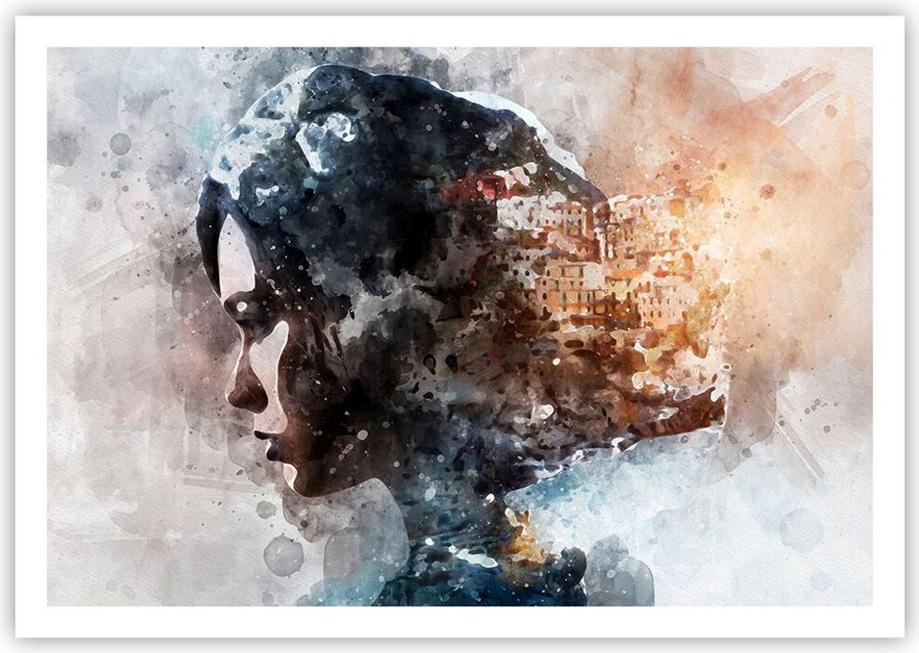 Poster - Poster ohne Rahmen - Frau Abstraktion - 100x70 cm - Wand Bild - Wanddeko - Wandbilder - Kunstposter - Wandposter - Bilder - Kunstdruck - W...