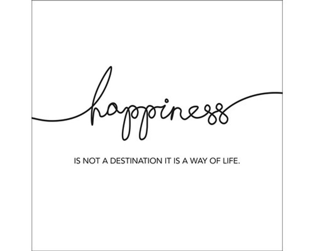Glasbild Happiness 30x30 cm im minimalistischen Stil mit inspirierender Botschaft