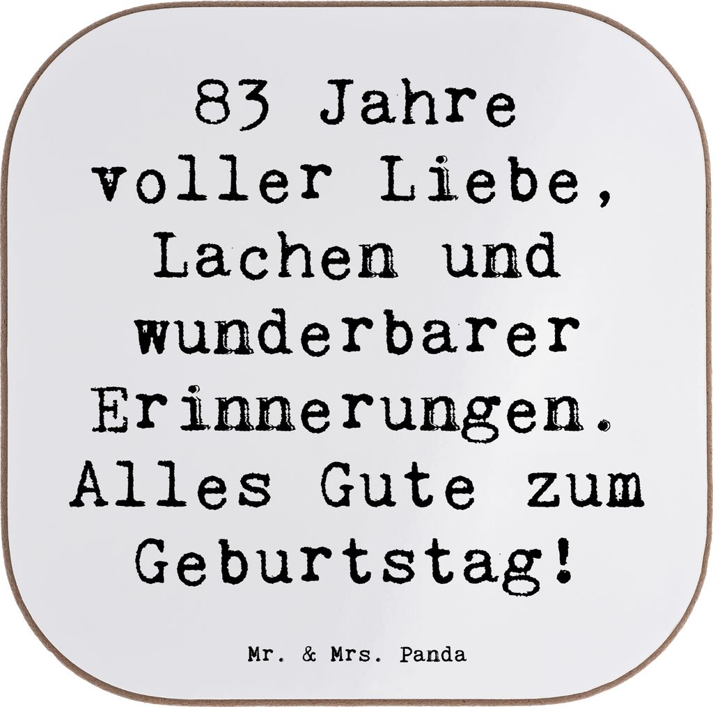 Mr. & Mrs. Panda Untersetzer für Gläser Spruch 83. Geburtstag - Weiß - Geschenk, Coaster, besonderer, Alter, Happy Birthday, bieruntersetzer, Gl...