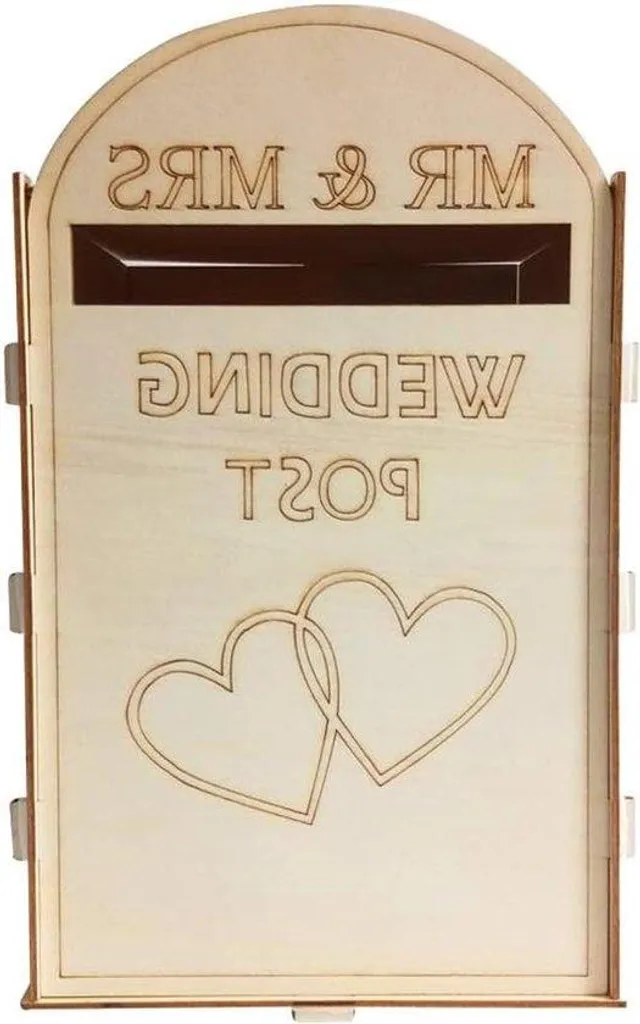 Porte-cartes de mariage rustique en bois véritable et fermeture à clé