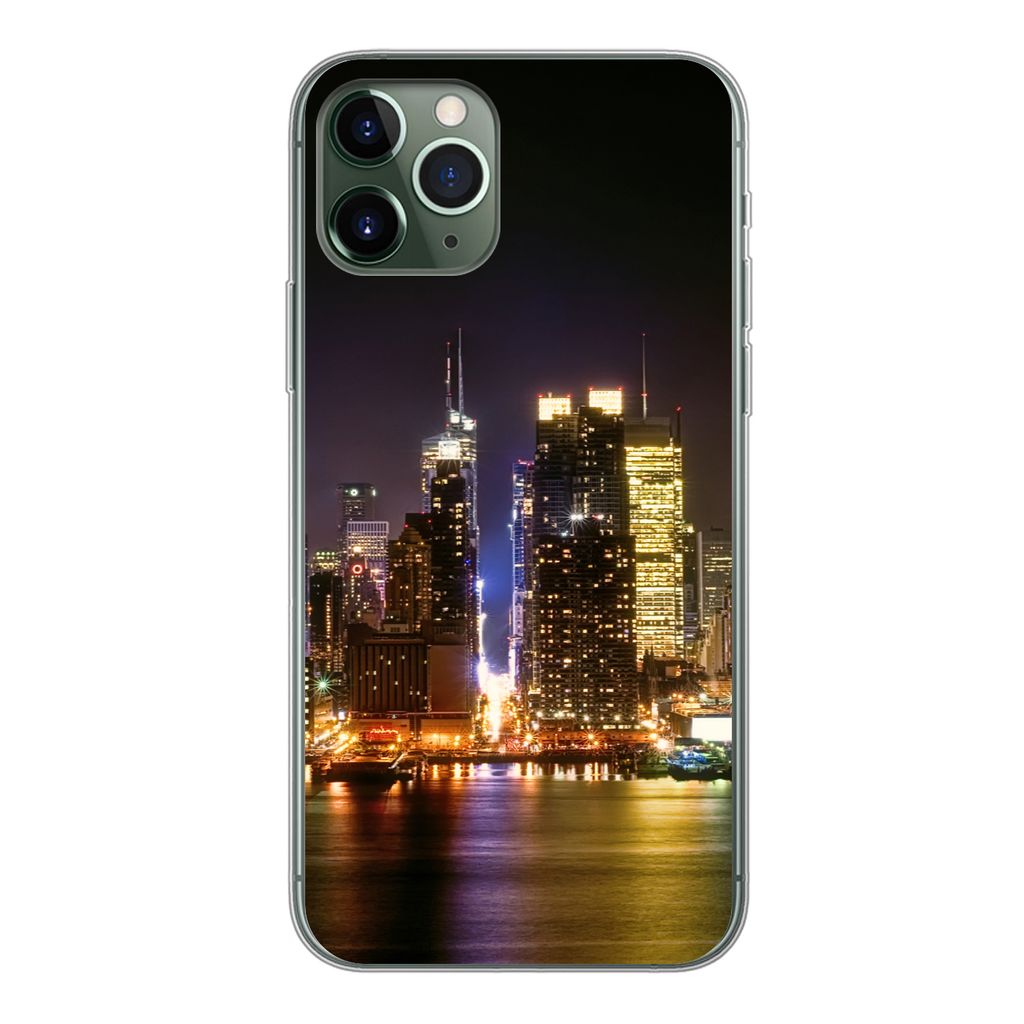 MuchoWow Handyhülle Schutzhülle Hülle für iPhone 11 Pro New York - Skyline - Farben Silikon Softcase Handy Hülle - Handy