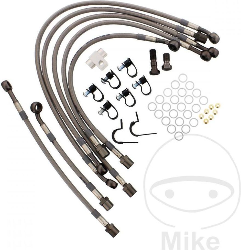 Motorrad Stahlflex Bremsschlauch-Kit anthrazit 7-teilig JMP 7570110