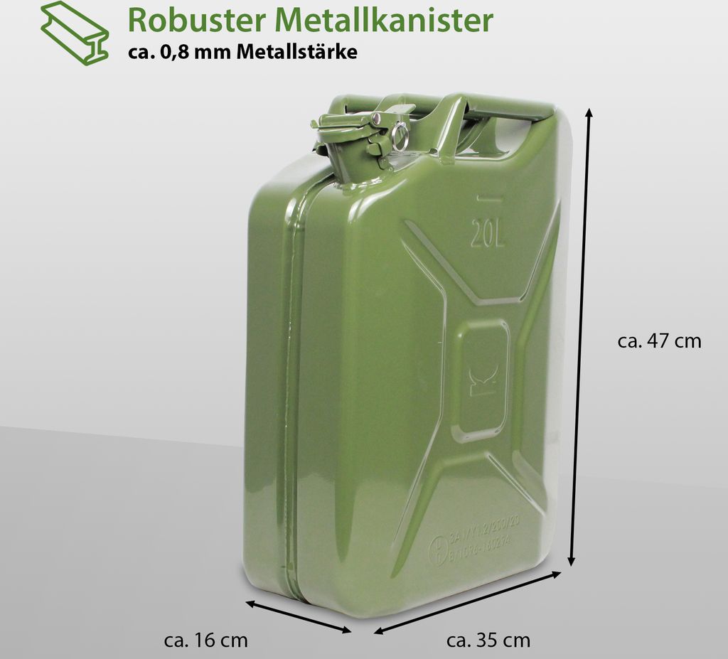 2x Benzinkanister Kraftstoffkanister Metall 20 Liter Produktbild 3