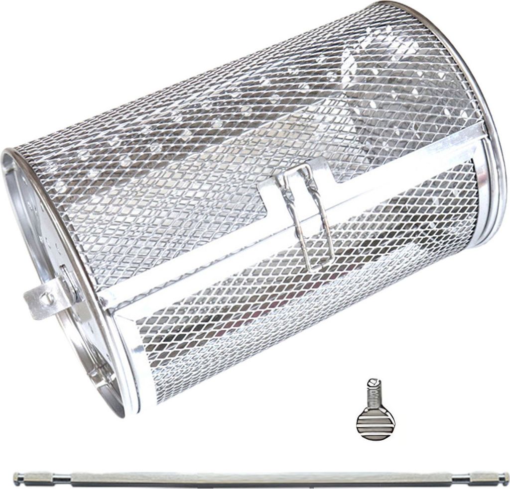 Drehbares Grillkorb-Set aus Edelstahl zum Grillen von Gemüse und Fisch im Freien, BBQ-Set, verbesserter Hühnerflügelkäfig im Stick-Stil, automa...