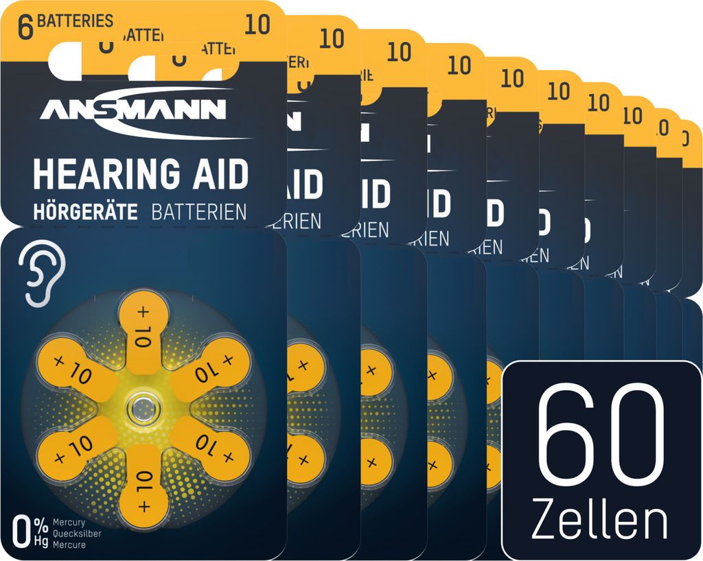 ANSMANN Hörgerätebatterien Typ 10 gelb PR70 P10 ZL4, Produktbild 