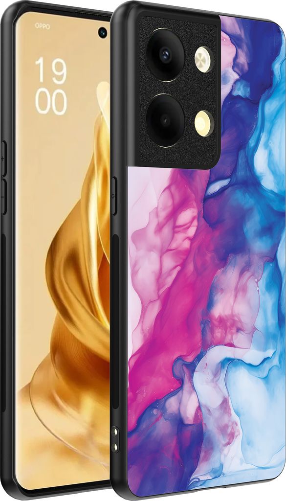 Smartphonica Telefon Fall geeignet für Oppo Reno 9 Pro Plus mit rosa blau Marmor Print - TPU Backcover Fall Rose blau Marmor Design