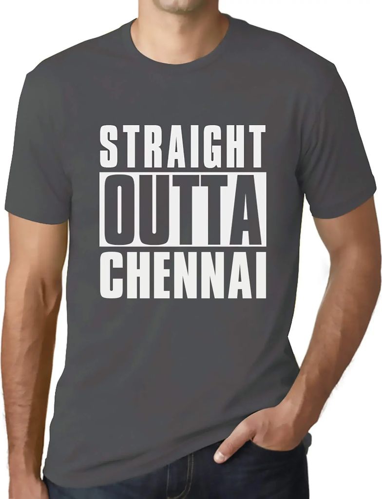 Herren Grafik T-Shirt Straight Outta Chennai Öko-Verantwortlich Vintage Jahrgang Kurzarm Lustige Druck Geburtstag Geschenk Mann
