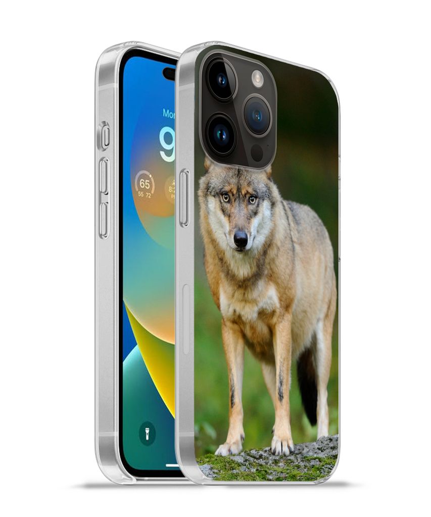 MuchoWow Handyhülle Schutzhülle Hülle für Apple iPhone 14 Pro Max Wolf - Asien - Pflanzen Silikon Softcase Handy Hülle - Hardcover