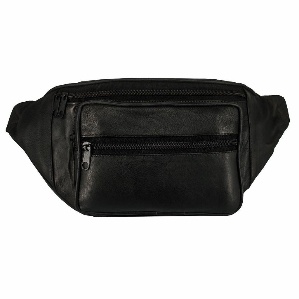 Echtleder Bauchtasche in Schwarz geschmeidiges Leder Produktbild 