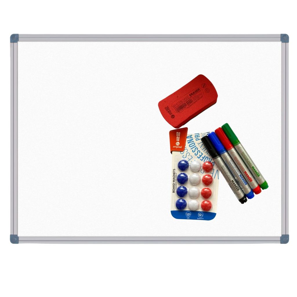 Zuhause Whiteboard Magnettafel mit Alurahmen Trocken Abwischbar Whiteboards für Schule 60x45cm mit Magnetischen Partikeln，Whiteboard-Stiften und Tafellöscher Büro 