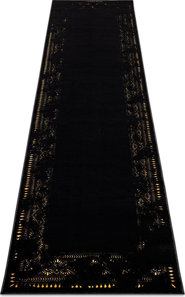 Modern GLOSS Teppich, Läufer 408C 86 Rahmen stilvoll, glamour, art deco schwarz / gold Schwarz 80x300 cm