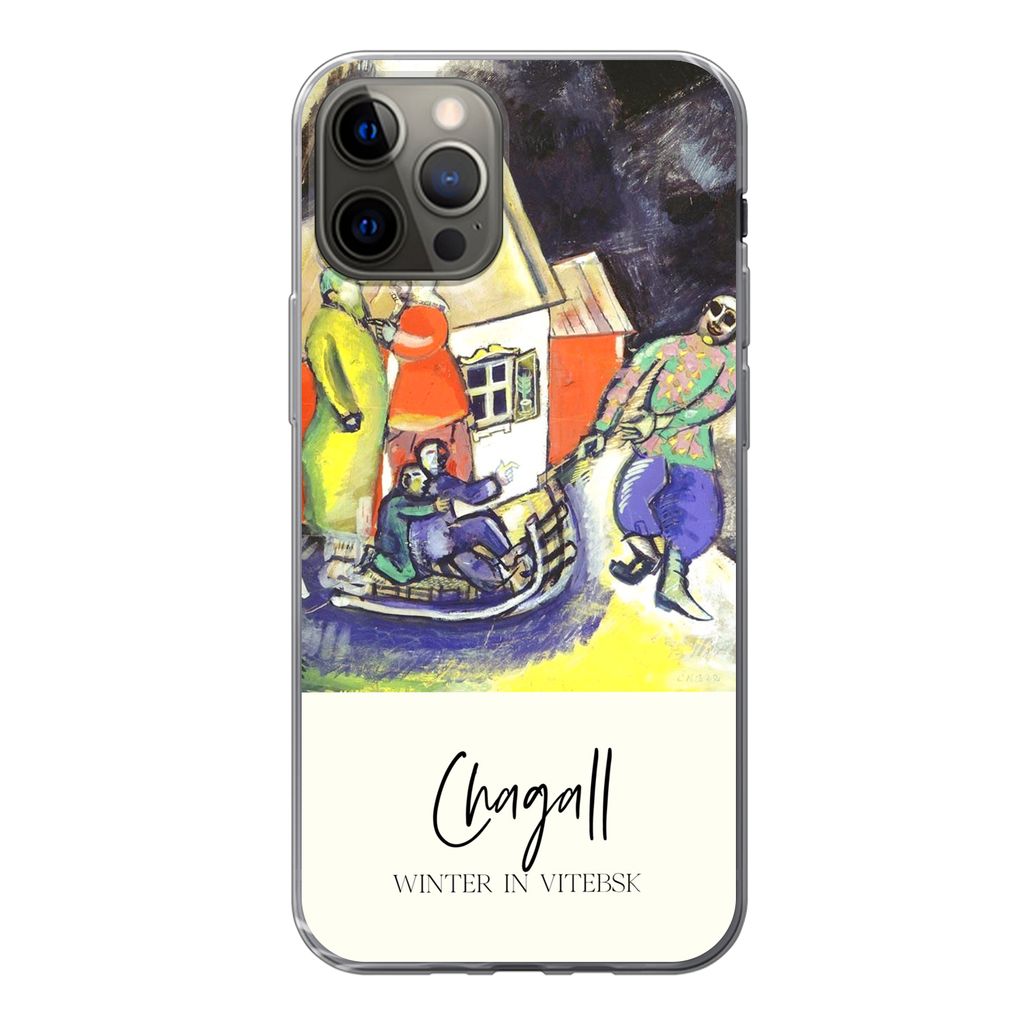 MuchoWow Handyhülle Schutzhülle Hülle für iPhone 13 Pro Winter in Witebsk - Chagall Silikon Softcase Handy Hülle - Handy-Tasche