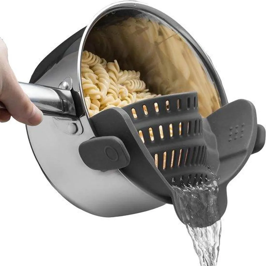 Passoire pliable silicone multifonction avec poignées extensibles vertes