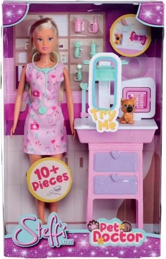 Steffi Love Poupée Vétérinaire 29cm avec Accessoires de Soins pour Animaux