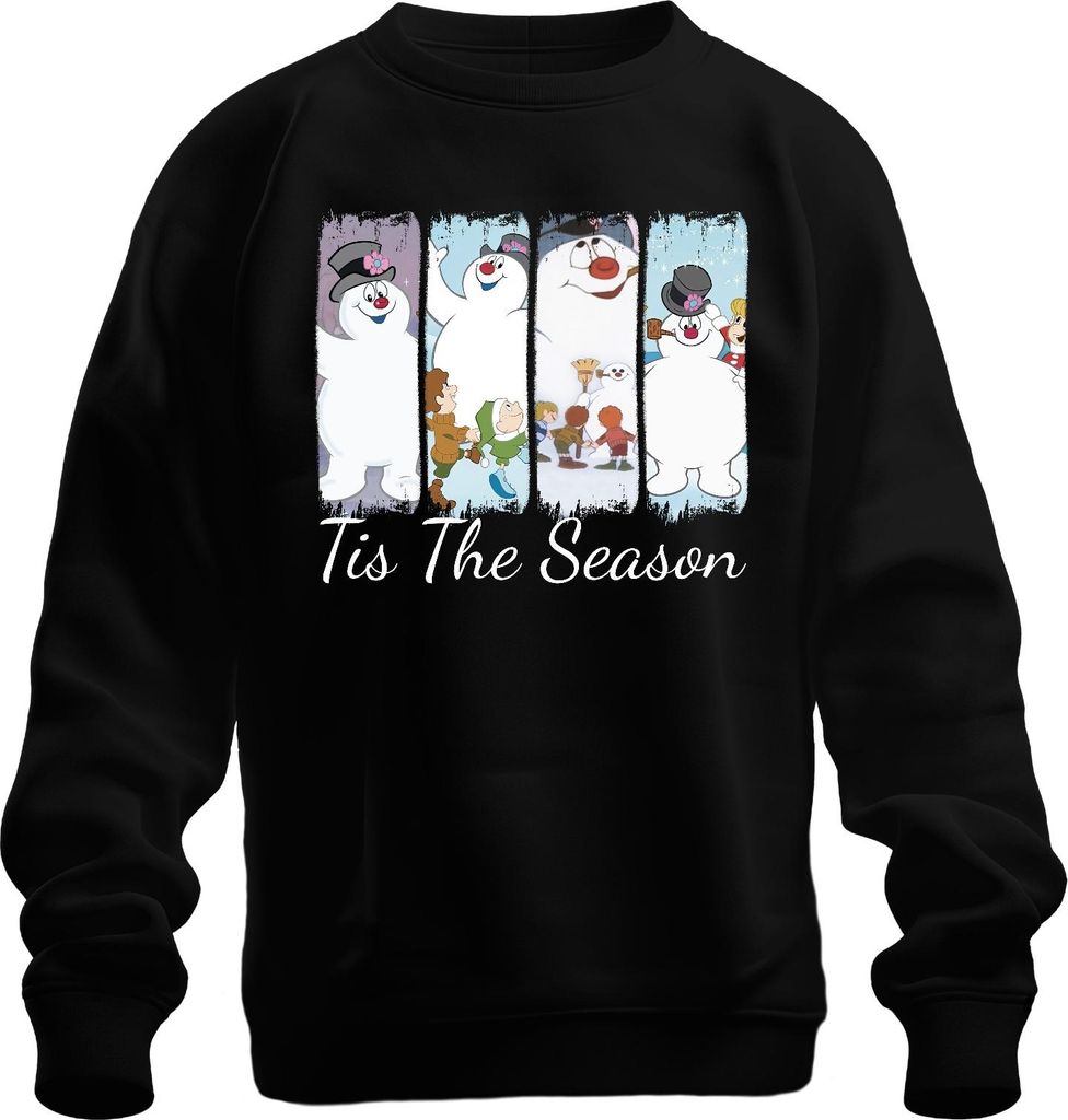 Tis The Season Frosty Snowman Weihnachten Kinder Retro Holiday Uni Sweatshirt Pullover, Schwarz, XL