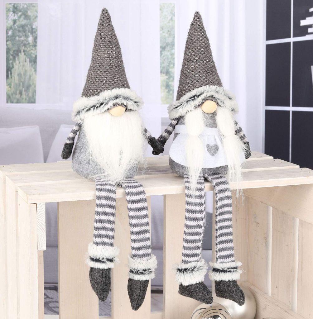 Wichtel Deko 2er Set 44cm sitzend - Weihnachtsmann & Produktbild 