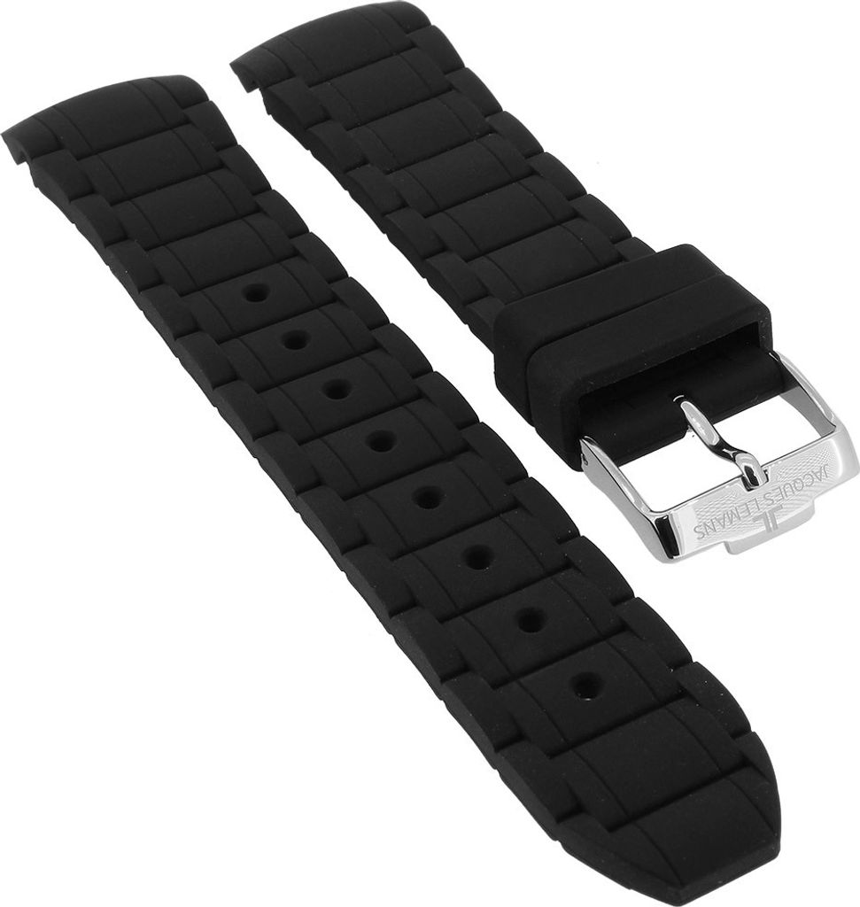 Jacques Lemans Chronograph Uhrenarmband Silikon schwarz KC-104A KC-104