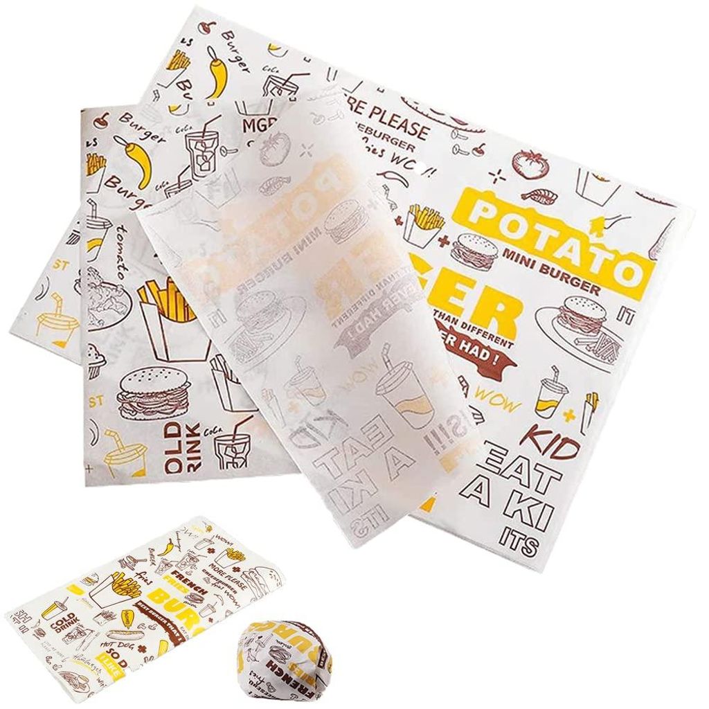 Fettdichtes Papier für Lebensmittel, 100 Blatt, Butterpapier, Käsepapier, Pizzapapier, Antihaftpapier, Backpapier für Käse, Wurst, Hamburger, S...
