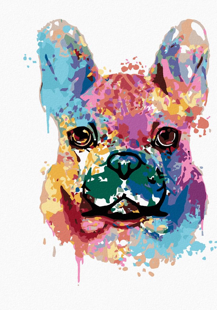 Diamondi - Diamond painting - GEMALTE BULLDOGGE, 40X50 cm, mit Keilrahmen (bereits gespannt)