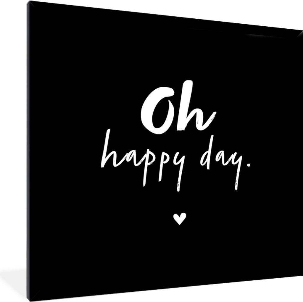 MuchoWow Gerahmtes Poster Text - Oh happy day - Sommer - Zitate 40x40 cm - Poster mit Schwarzem Bilderrahmen Wandposter Rahmen Foto Bilder - Mit ...