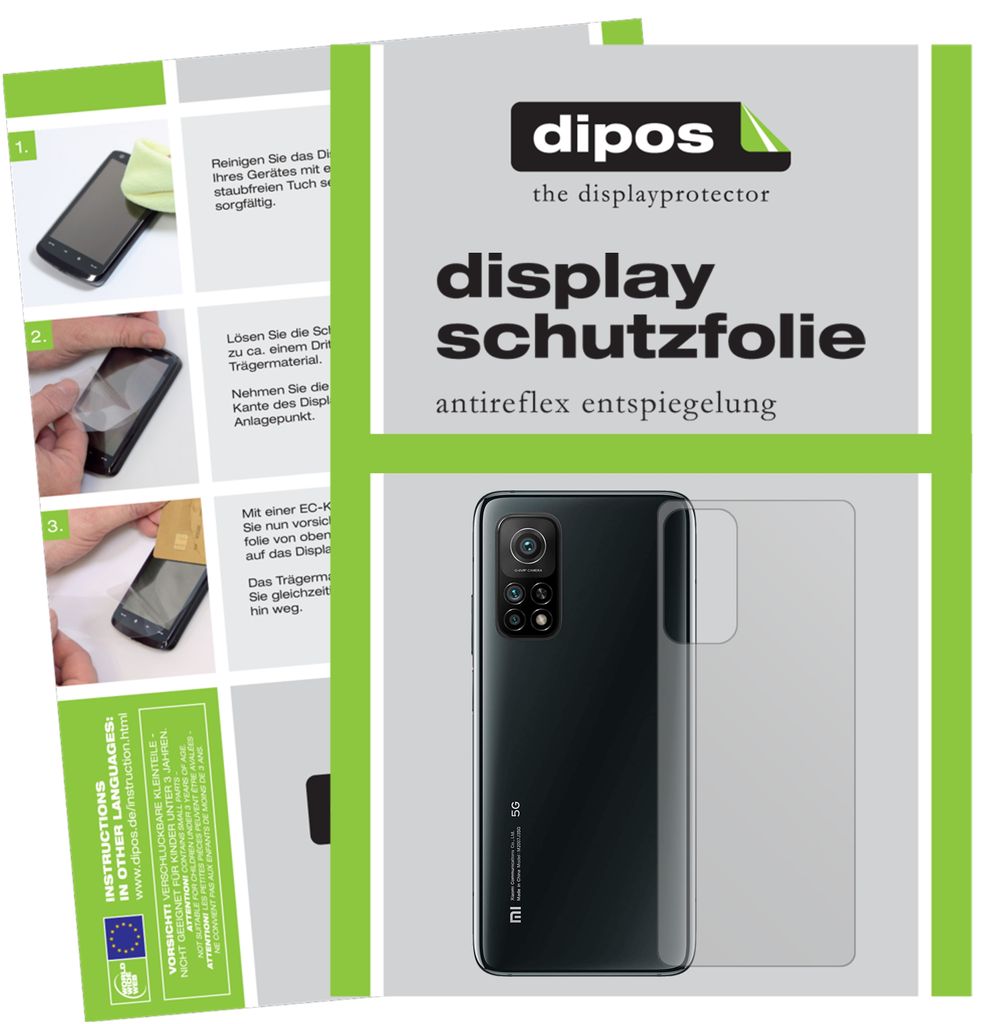 1x Schutzfolie für Xiaomi Mi 10T Pro Rückseite matt Displayschutzfolie Folie Display Schutz dipos