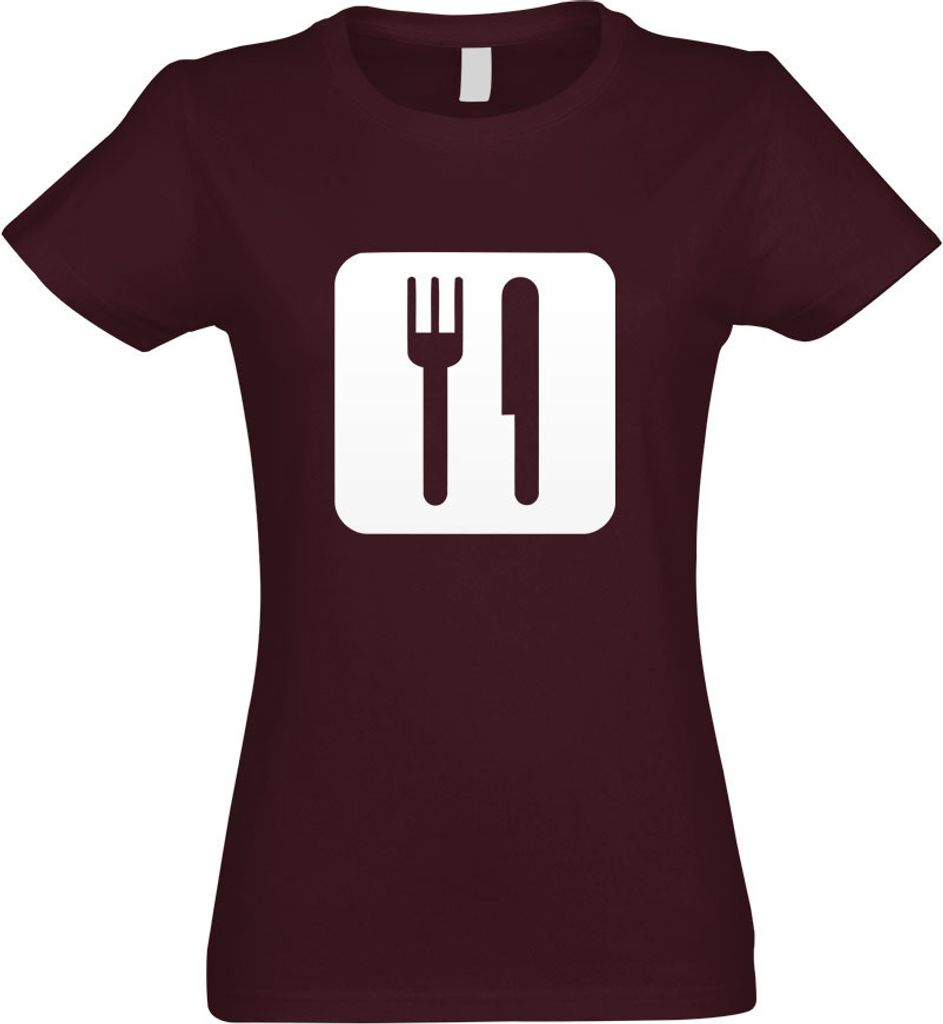 Kiwistar - T-Shirt tailliert - Damen - Burgund - Essen Speisen Piktogramme - mit Motiv Bedruckt - Funshirt Design - Sport - Freizeit - Damen - XL
