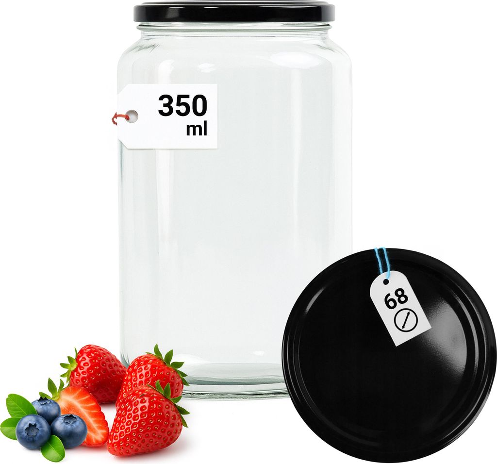 Glasbehälter 350 ml mit Twist-Off-Deckel Ø68 mm – Ideal für Marmelade, Porridge, Kompotte & Vorratshaltung