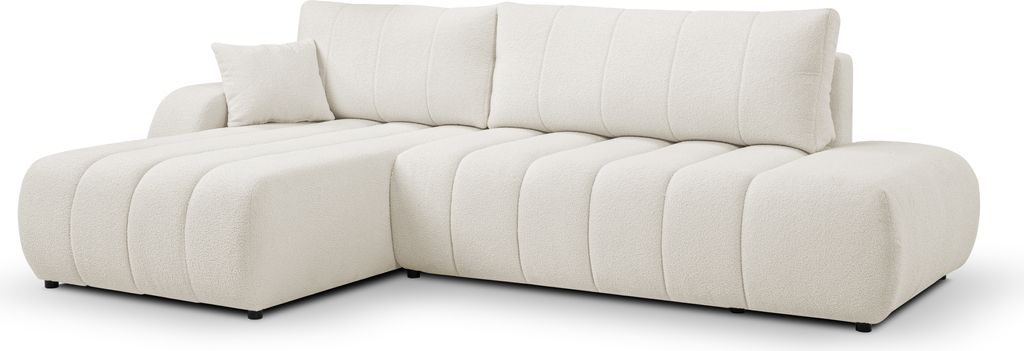 DomoHome Moderne Couch mit Schlaffunktion mit Abmessungen 145x212 cm und Bettkasten, Komfortable Polsterung, Stoffbezug, Dekokissen Inklusive, Link...