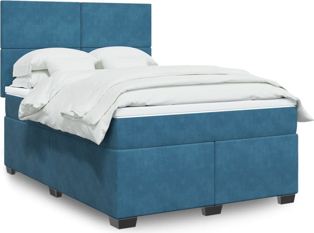 Maison Exclusive - Boxspringbett mit Matratze Blau 140x190 cm Samt