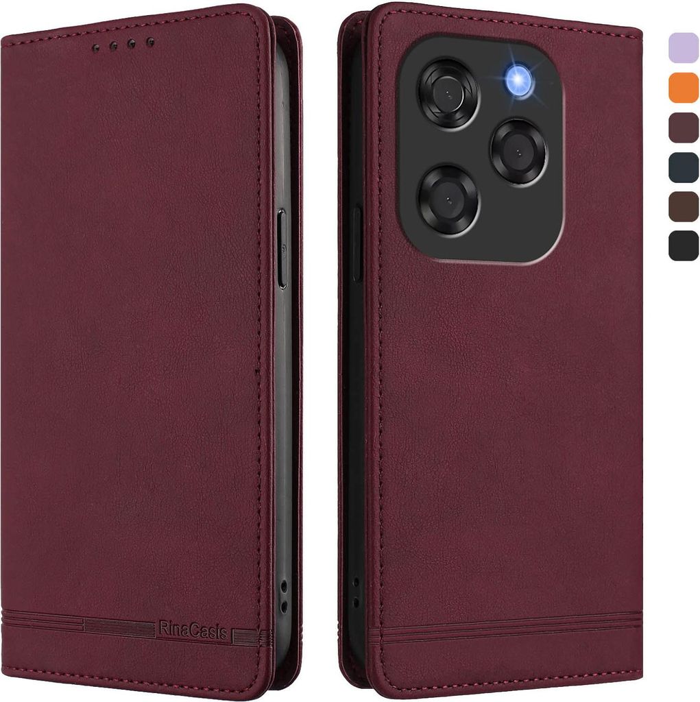 Hülle für Coolpad X100, Retro Kunstleder Ständer Klapphülle mit Kartenfächer und Magnetische Rot