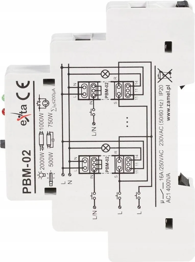 Relais bistable 230V AC ZAMEL pour commande éclairage escalier TH35 - 11