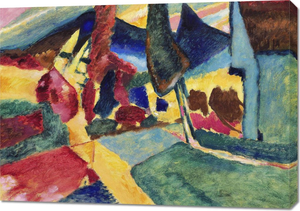 Bild 100x70cm Landschaft mit zwei Pappeln, Wassily Kandinsky