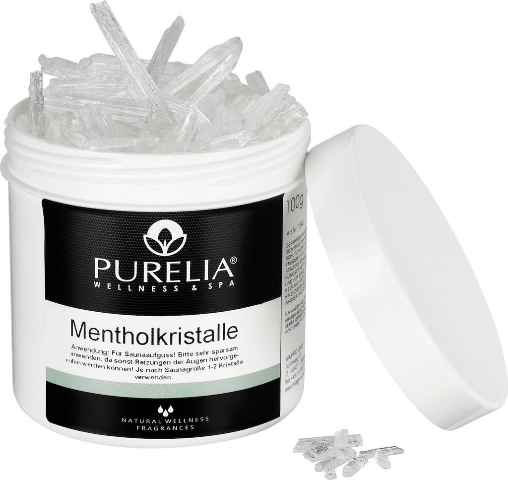 PURELIA Mentholkristalle 250g naturrein Menthol Kristalle für Sauna Aufguss