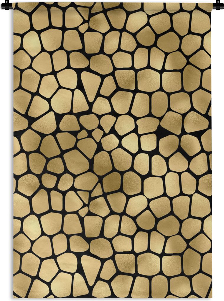MuchoWow Wandteppich Wandbehang Muster - Formen - Gold 60x90 cm Tapisserie Dekoration Wandtuch - Foto-Teppich - Abwaschbar