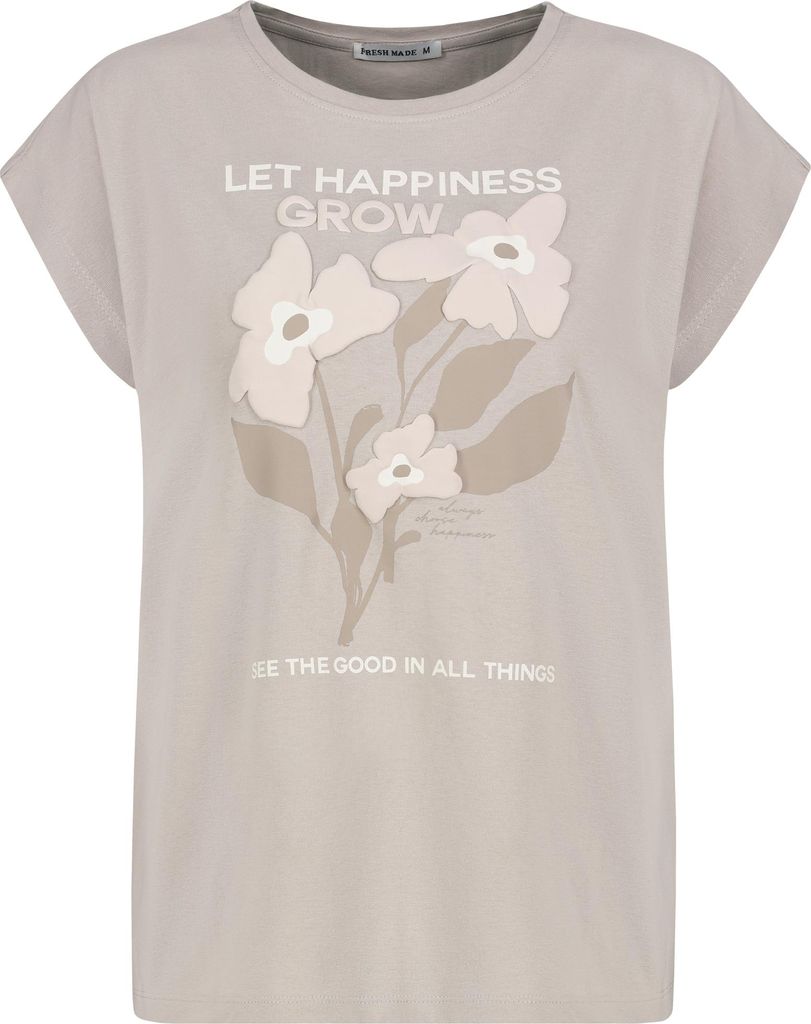Fresh Made T-Shirt mit Blumenmotiv und inspirierendem Text Größe: L