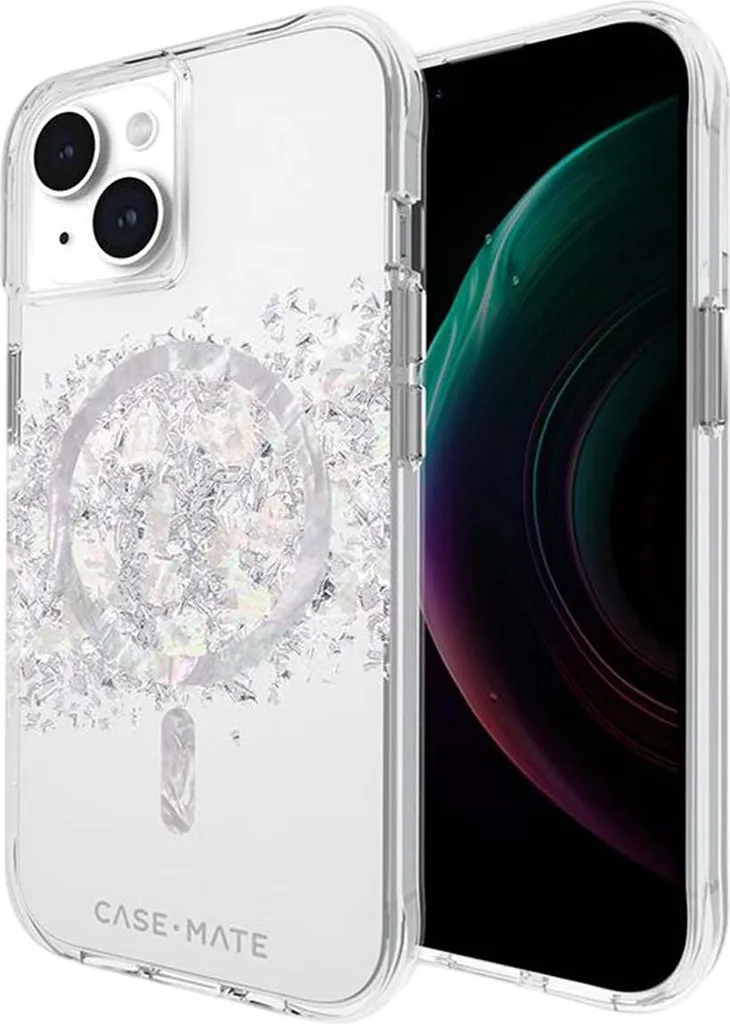 Étui de protection iPhone 15 MagSafe transparent avec motif nacre - 5