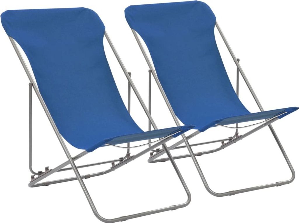 Klappbare Strandstühle 2 Stk. Stahl und Oxford-Gewebe Blau