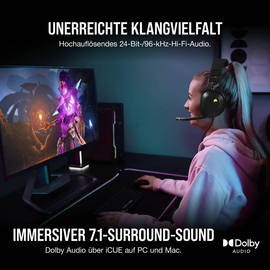 Corsair HS80 RGB USB Casque avec Audio Haute Résolution et Micro Certifié - 12