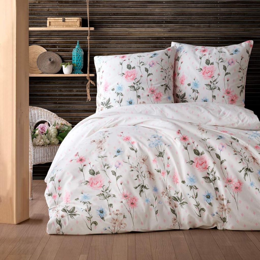 Bettwäsche 240x220 cm. 3 teilig set, geblümt,100% Baumwolle/Renforcé, Palitra