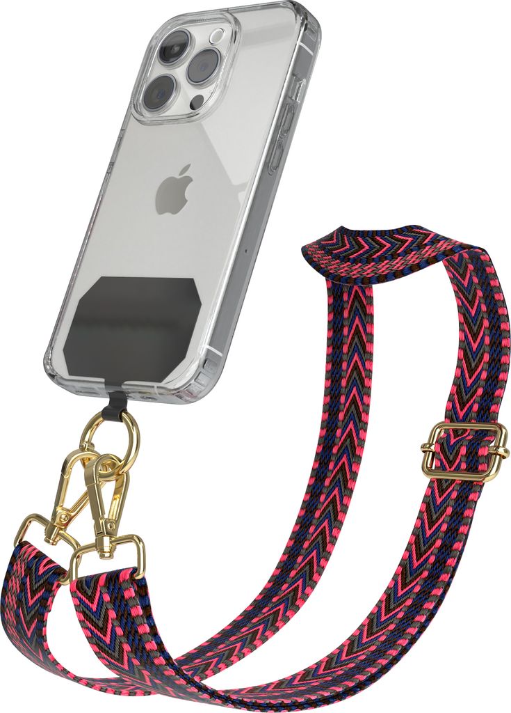 EAZY CASE - Handykette Universal Pad zum Umhängen, kompatibel mit jedem Handy, Kette mit Hülle, Handyband ZigZag Style in Blau