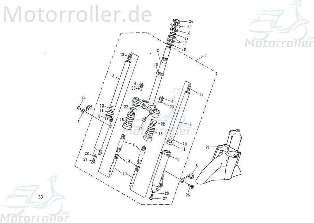 SMC Extra 50 Off Road Tauchrohr 50ccm 2Takt 42136-PAF-00 Motorroller.de rechts Tauchstab Innenrohr Innenstab Innenstange Tauschstange Mokick Service