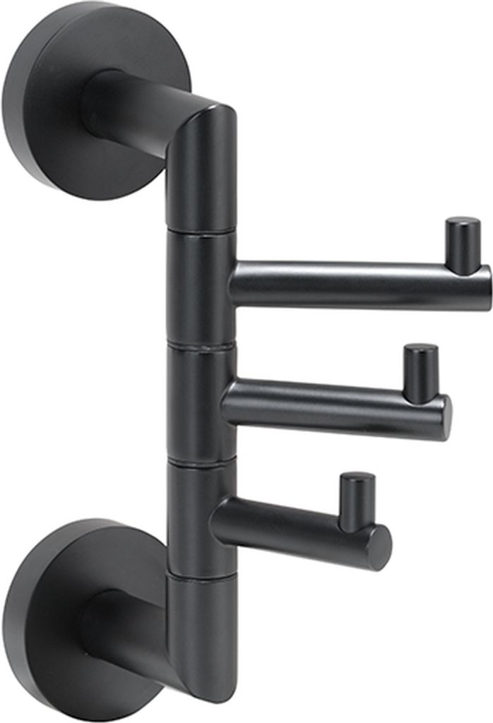 BARK Dreifachhaken drehbar Messing Schwarz 135x55x190 mm für Bad & Küche >> zum Bohren